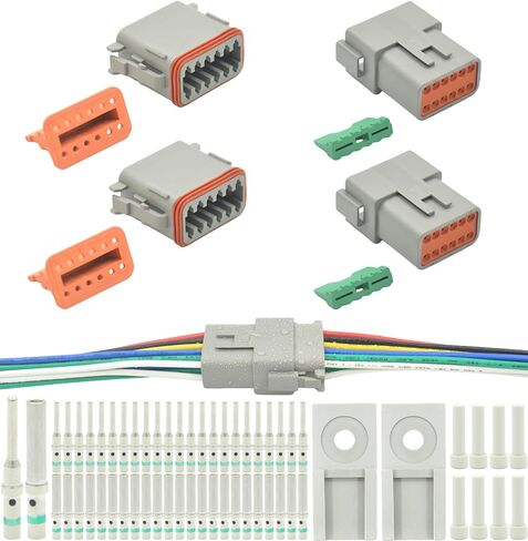 205 PCS Deutsch Connector Kit ، DT 2 3 4 6 8 12 PIN الموصلات ، موصلات كهربائية مقاومة للماء IP67 مع 70 زوجًا من حجم 16 جهات اتصال صلبة لقارب شاحنة السيارة ، 205 PCS (جهات اتصال صلبة) in Saudi Arabia