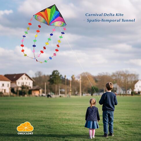 Orgcldkt-Carnival Rainbow Delta Kite ، ذيول النجوم ، ذيول بيضاوية ، طائرات طائرة للأطفال تتراوح أعمارهم بين 8-12،5-8 ، فتيات الفتيات ، البالغين ، الشاطئ ، المبتدئين. من السهل الطيران ، والتجميع. موضوع طباعة اللون حقيبة حمل. in Kuwait