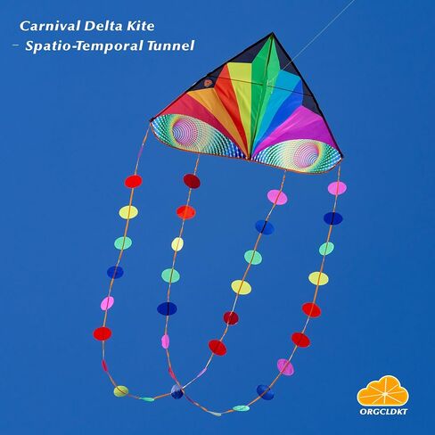 Orgcldkt-Carnival Rainbow Delta Kite ، ذيول النجوم ، ذيول بيضاوية ، طائرات طائرة للأطفال تتراوح أعمارهم بين 8-12،5-8 ، فتيات الفتيات ، البالغين ، الشاطئ ، المبتدئين. من السهل الطيران ، والتجميع. موضوع طباعة اللون حقيبة حمل. in Kuwait
