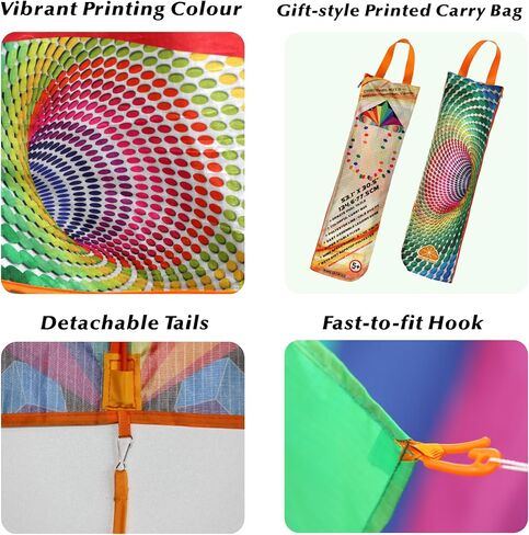 Orgcldkt-Carnival Rainbow Delta Kite ، ذيول النجوم ، ذيول بيضاوية ، طائرات طائرة للأطفال تتراوح أعمارهم بين 8-12،5-8 ، فتيات الفتيات ، البالغين ، الشاطئ ، المبتدئين. من السهل الطيران ، والتجميع. موضوع طباعة اللون حقيبة حمل. in Kuwait