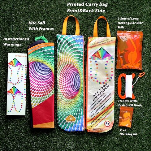 Orgcldkt-Carnival Rainbow Delta Kite ، ذيول النجوم ، ذيول بيضاوية ، طائرات طائرة للأطفال تتراوح أعمارهم بين 8-12،5-8 ، فتيات الفتيات ، البالغين ، الشاطئ ، المبتدئين. من السهل الطيران ، والتجميع. موضوع طباعة اللون حقيبة حمل. in Kuwait