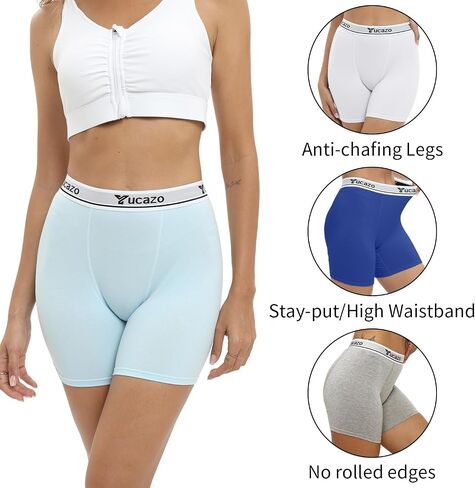 Women's Anti Chafing Slip shorts Cotton Boxer Briefs Boyshorts Underwear 5.5" Inseam 5 Pack in Saudi Arabia