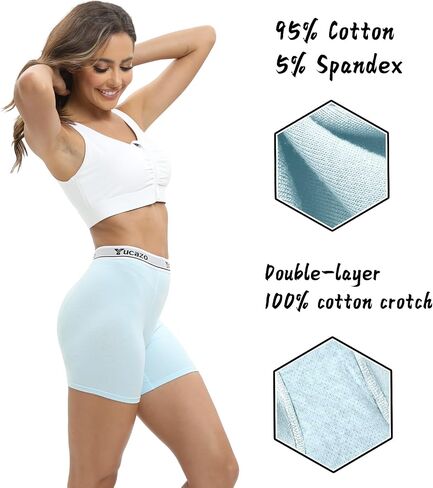 Women's Anti Chafing Slip shorts Cotton Boxer Briefs Boyshorts Underwear 5.5" Inseam 5 Pack in Saudi Arabia