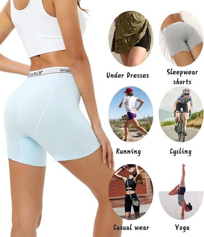 Women's Anti Chafing Slip shorts Cotton Boxer Briefs Boyshorts Underwear 5.5" Inseam 5 Pack in Saudi Arabia