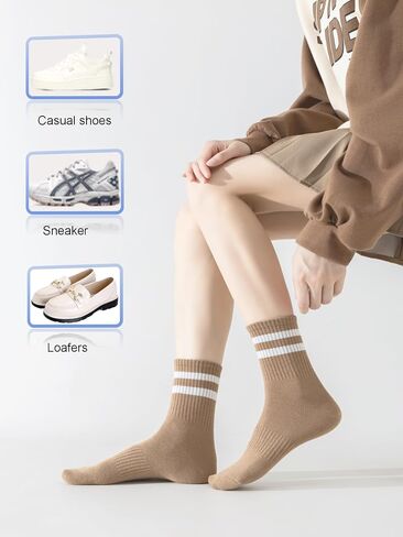 جوارب طاقم Yuwell Womens ، الجوارب غير الرسمية للقطن المريح للنساء 4 أزواج ، حجم 5-10 in Kuwait