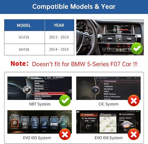 Road Top 10.25 Inch Car Touchscreen Wireless CarPlay Android Auto for BMW X3 X4 Series F25/F26 2013-2016 Year with NBT System, Car Stereo Multimedia Radio Receiver in Saudi Arabia