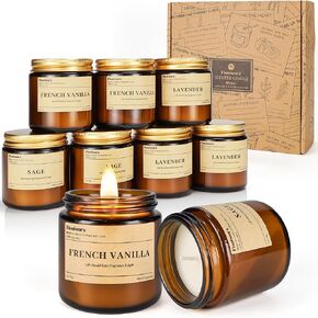9 Pack Soy Candles for Home Scented |（Vanilla/Lavender/Sage） Long-Lasting 270 Hours, Natural Scented Candles Gift for Women & Men, Birthday, Mother’s Day, Christmas, Thanksgiving