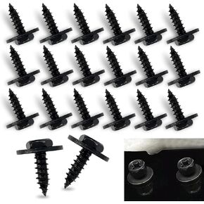 20 PCS CAR CAR HEXAGONAL HEAD-TELPPS ، مجموعة مثبتات صدأ ودائم ، محرك تحت غطاء غطاء الغطاء المهد ، متوافق مع نماذج Mercedes Benz (أسود)
