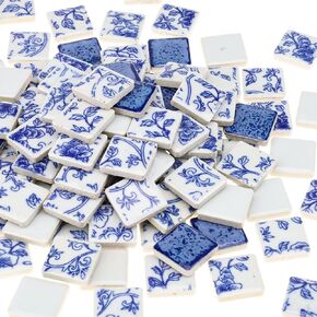 36 PCS Seramic Mosaic Tiles Celadon Square Square Square Byles Blue and White Porcelain DIY Wall Wall Bath Floor Floor Picture Frames - 1 full sheet