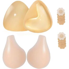 Boobras Sticky Bra Inserts, 2 Pairs Strapless Bras for Women, Push Up Sticky Bra Washable, Double Sided Sticky Bra