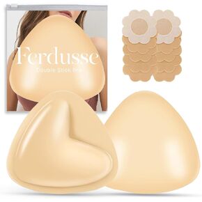 Sticky Bra Push Up, Double Sided Sticky Bra, Adhesive Strapless Push Up Bras for Women, Breast Pads Reusable