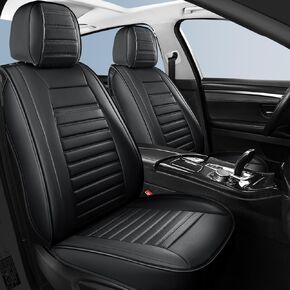 Car Seat Covers,Breathable and Waterproof Faux Leather Automotive Seat Covers for Cars SUV Truck Sedan,Universal Anti-Slip Driver Seat Cover with Backrest (Style1,2 PCS Front Seat,Black)