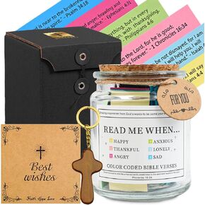 Bible Verses Jar Read Me When, Birthday Gifts for Women, Mothers Day Gift, Christian Gifts for Women, Men, Mom, Dad, Kids, Inspirational Prayer & Hope Jar