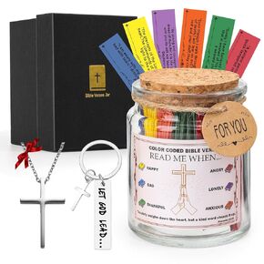 Bible Verse Jar for Christian Men - Father Day Gifts for Dad Husband Him, Birthday Graduation Gifts for Women Girls Her, Inspirational Scripture Prayer Jar