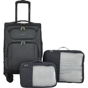 Travelers Club Swansea Carry-On Luggage, Mauve Wine, 3 Piece Set