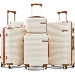 Joyway Expandable Luggage Sets 5 Piece with TSA Lock, Lightweight Hard Shell Travel Suitcase Set with Spinner Wheels, White