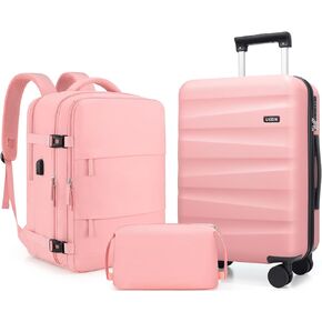 Luggage Set with Backpack,Polycarbonate Carry On Luggage Airline Approved with Spinner Wheels, Hardshell Travel Suitcase with TSA Lock,Suitcase Set 3 Piece