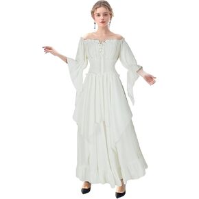 Renaissance Dress Women Medieval Costume Long Sleeve Victorian Dresses
