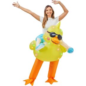 Adult Inflatable Costume with LED Light Blow up Halloween Animal Dress Jumpsuit for Adult Man Women