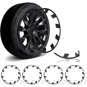 SUPERLIT RimTek Tesla Model Y 21" Uberturbine Wheel Rim Protector - Ultimate Guard Against Curb Rash - Stylish Matte Black Finish - Perfect Match for OEM Wheel Design - Set of 4 Durable Protectors