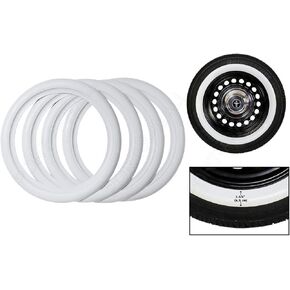 13" Tire Side White Wall Portawall Topper Rubber Tire Ring Set of 4 100% Rubber Insert Trim Set