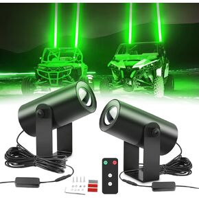 BraveWAY 2PCS Whip Lights for Side by Side Whipless LED Whip Light UTV/ATV Green Spot Beam Pods Light for Polaris RZR,Can-Am Maverick X3 Truck Golf Cart Off-Road Boat