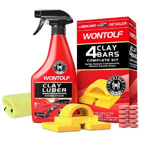 Heavy Duty Car Clay Bars Auto Detailing Clay Luber Synthetic Lubricant Kit, 4 Clay Bars, Clay Bar Lubricant Tablets 10 Pack, Spray Bottle and Microfiber Towel for Car Detailing Cleaning