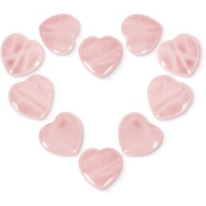 Ditind 10PCS Rose Quartz Heart Healing Crystals – Natural Handcrafted Gemstones for Love, Energy Balancing & Meditation, Crystals and Healing Stones for Spiritual Growth & Relaxation.