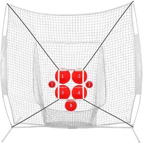 أهداف PowerNet German Marquez Pitch المثالية ومرفق منطقة الضرب لحزمة الشبكة 7x7 | مدرب البيسبول البيسبول | مجموعة أهداف بحجم 3 | زيادة دقة الموقع | مساعدات التدريب