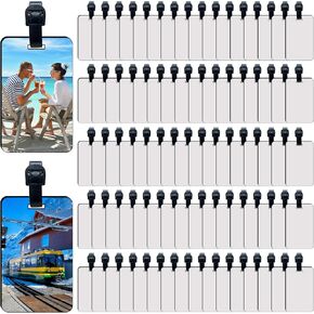 50 pcs Sublimation Luggage tag Blanks White Blank Travel Bag Tags with Strap Double Sided MDF Suitcase Label Tag with Slots Keychains Blanks Handmade DIY Crafting