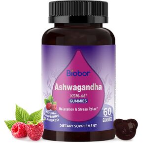 Ashwagandha Gummies ، KSM -66 Ashwagandha Root Extract مع فيتامين D3 ، دعم الإجهاد الدعم المناعي للبالغين - خالية من الكائنات المعدلة وراثيًا ، خالية من الغلوتين (Raspberry ، 60 Count)