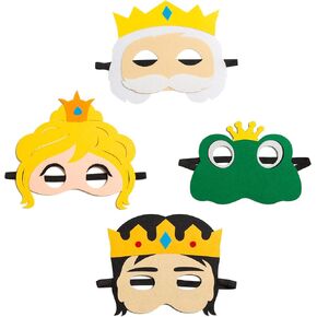Princess and the Frog Felt Mask Set (4 Pcs) – Fairy Tale Role Play Masks for Kids | Frog Prince & Princess Storytelling, Creative Learning, Party Favors & Costumes for Toddlers