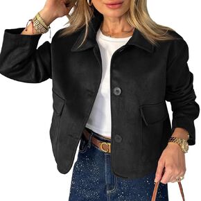 Tankaneo Womens Faux Suede Leather Jukets معاطف محصوقة عتيقة الزر أسفل الأكواخ
