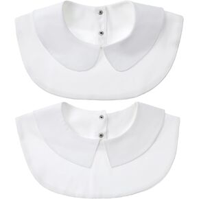 2PCS White Collar, Women’s Peter Pan Detachable Shirt Dickie Blouse Fake Collar, Peter Pan Collars Shirt for Women Blouse Detachable Dickey Fake False