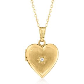 Canaria Diamond-Accented Heart Locket Necklace in 10kt Yellow Gold
