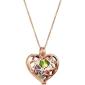 EVE'S ADDICTION Custom Rose Gold Plated Simulated Birthstone Heart Locket, 16" chain - Personalized Birthstone Necklace for Mom - Heart Jewelry - Mother's Birthstone Jewelry - Gifts for Mom