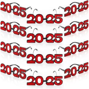 12 Pcs 2025 Graduation Glasses 2025 Plastic Eyeglasses Glitter Frames Glasses for Graduation Party Favor(Gold)