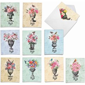 أفضل شركة بطاقة 10 متنوعة ، شكرًا لك Notecards Box مجموعة 4 × 5.12 بوصة مع الأظرف (10 تصميمات ، 1 لكل) إطارات القطط M6638Tyg