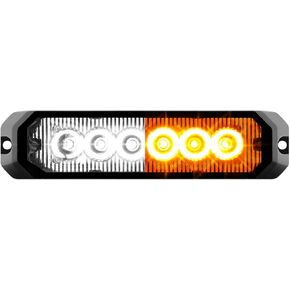 GG Grand General 81819 White&Amber/Clear LED Strobe Light (5" Rectangle Amber and White 6, 14 Modes, 9~36V)