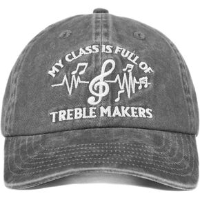 InnoBeta Music Teacher Gifts for Women Men, Cap for Piano Band Teacher, Adjustable Embroidered Baseball Hat for Teacher Appreciation Day, Christmas, Retirement - Treble Makers Grey