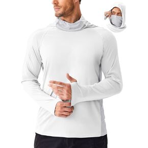 PINSPARK Men's Sun Protection Hoodie with Mask UPF 50+ UV Long Sleeve Shirt Men Rash Guard Performance Fishing Hiking Shirt