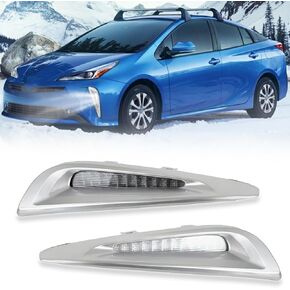 Switchback White/Amber LED Front Bumper Light Daytime Running Lamp Amber Sequential Turn Signal Light Feature Compatible with Toyota Prius 2019 2020 2021 2022 Bezel Wire Harness
