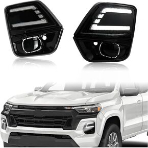 Switchback White/Amber LED DRL Front Fog Daytime Running Light Sequential Flash Turn Signal Feature Compatible with Chevrolet Colorado WT LT Trail Boss Z71 Truck 2023 2024 2025 Accessories