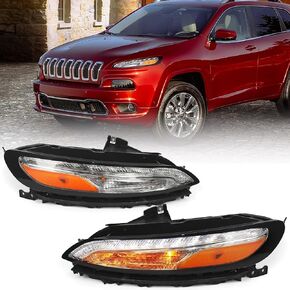 FIONE Daytime Running Light DRL for Jeep Cherokee 2014 2015 2016 2017 2018 LED Turn Signal Lights Fog Lamp Driver and Passenger Side Pair