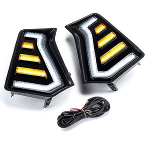 Compatible with Toyota Tacoma 2024 2025 LED Daytime Running Light w/Turn Signal Front Fog Light Side Grille Headlight DRL White/Amber 60W 2X