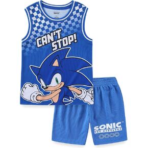SEGA Sonic the Hedgehog Boys Tank Top Shirt and Mesh Short Set for Big Kids