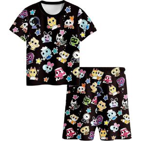 Kids World Shirts Short Set for Boys 2 Pcs Birthday Outfit for 5-14 Years Child Home Casual Clothes