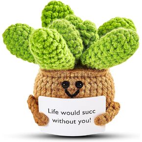 Mini Funny Positive Dinosaur Duck Gifts, 2pcs Small Handmade Crochet Animals Cute Stuff, Inspirational Gifts for Women Men Birthday Presents, Emotional Motivational Dino Duck Decor