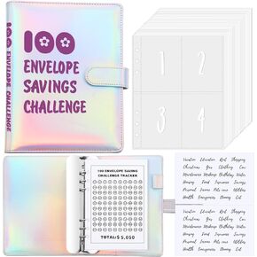 100 مدخرات ادخار التحدي مجموعة التحدي تحدي الموثق A5 توفير الأموال الموازنة Binder مع الأظرف النقدية مخطط ميزانية لتوفير 5 ، 050 ، 100 يوم ميزانية حشو النقدية (الأرجواني) in Kuwait