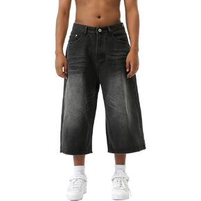 EMMIOL Mens Baggy Jean Shorts Loose Fit Denim Shorts Men Summer Casual Jorts Y2k Hip Hop Short Jeans Streetwear Clothes